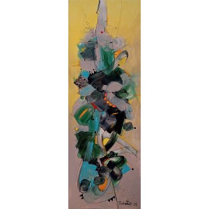 Zohaib Rind, 10 x 31 Inch, Acrylic on Paper, Abstract Painting, AC-ZR-328